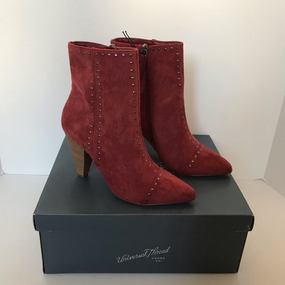 Universal Thread Shoes - Universal Thread ankle suede booties burgundy stud